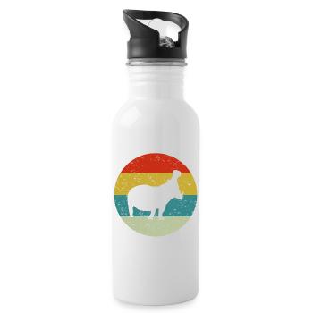 hippopotame vintage rétro - Gourde avec paille intégrée - blanc - Droite