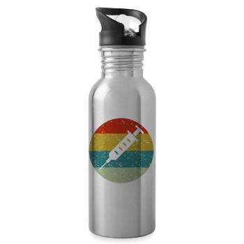 vaccines vintage - Water bottle with straw - silver - Right
