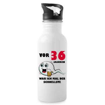 36. Geburtstag lustig 36.Ehrentag 36. Jubiläum - Trinkflasche mit integriertem Trinkhalm - Weiß - Rechts