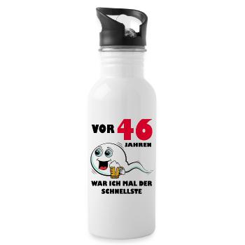 46. Geburtstag lustig 46.Ehrentag 46. Jubiläum - Trinkflasche mit integriertem Trinkhalm - Weiß - Rechts