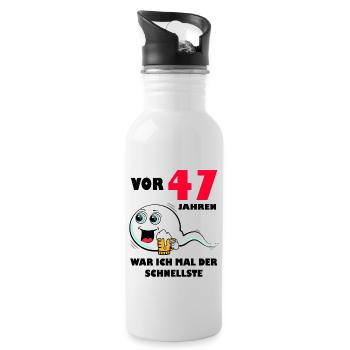 47. Geburtstag lustig 47.Ehrentag 47. Jubiläum - Trinkflasche mit integriertem Trinkhalm - Weiß - Rechts