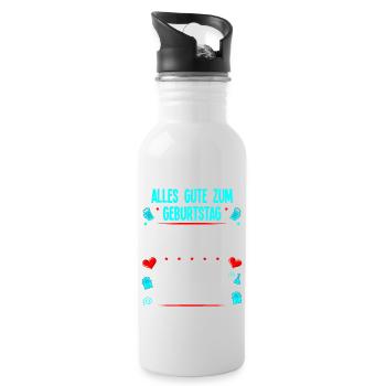 Papa Geburtstag Geschenk Geburtstagsgeschenk Kind - Trinkflasche mit integriertem Trinkhalm - Weiß - Rechts
