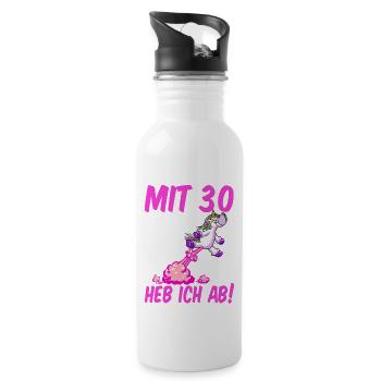30. Geburtstag Einhorn 30 Jahre 30. Jubiläum Damen - Trinkflasche mit integriertem Trinkhalm - Weiß - Rechts