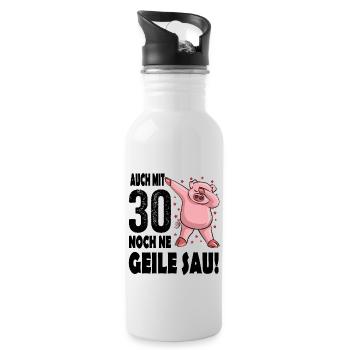 Club der alten Säcke 30 Geburtstag lustiger Spruch - Trinkflasche mit integriertem Trinkhalm - Weiß - Rechts