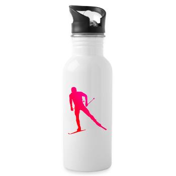 Langlauf Klassisch Herren Langlauf Damen Langlauf - Trinkflasche mit integriertem Trinkhalm - Weiß - Rechts