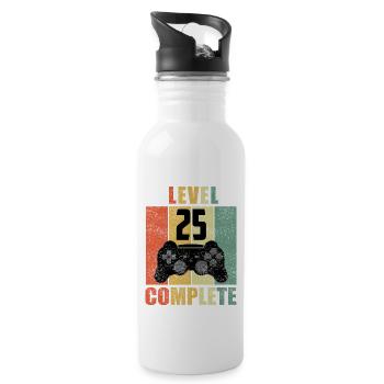 25 Geburtstag 25 Jahre Geschenk lustig 25 Jubiläum - Trinkflasche mit integriertem Trinkhalm - Weiß - Rechts