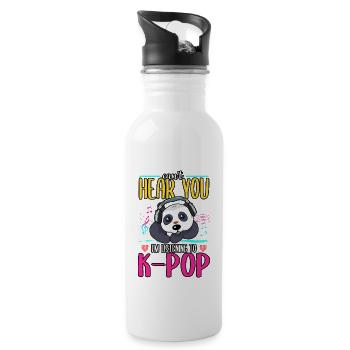 Panda Je ne peux pas t’entendre J’écoute de la K-pop - Gourde avec paille intégrée - blanc - Droite