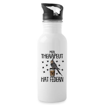 Nymphensittich - Trinkflasche mit integriertem Trinkhalm - Weiß - Rechts