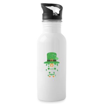 St. Patrick's Day Skull Irish shamrock - Water bottle with straw - white - Right