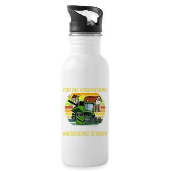 Entschuldigung das ich zu spät bin Mähdrescher - Trinkflasche mit integriertem Trinkhalm - Weiß - Rechts