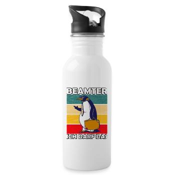 Beamter Beamtin Spruch Ich Darf Das - Trinkflasche mit integriertem Trinkhalm - Weiß - Rechts