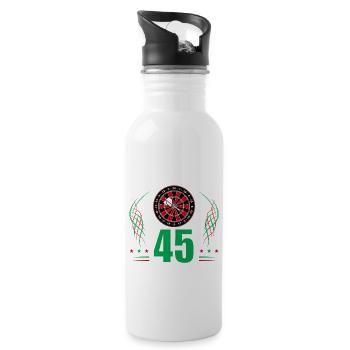 45. Geburtstag Darts Geschenk lustig 45 Jahre Dart - Trinkflasche mit integriertem Trinkhalm - Weiß - Rechts