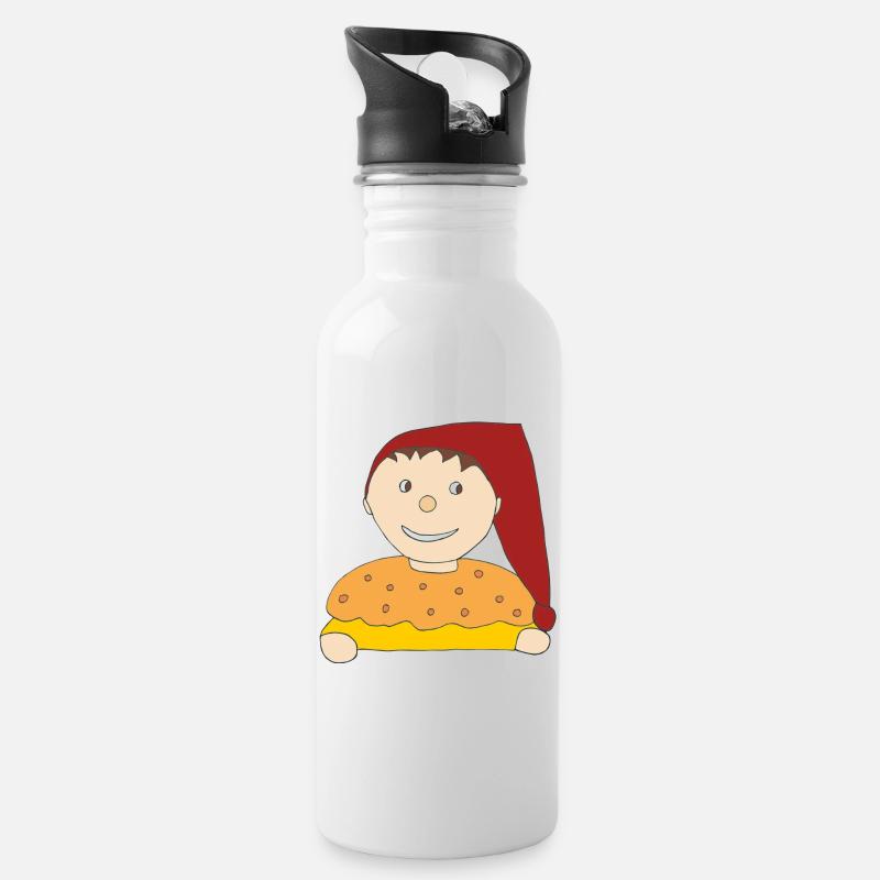 Kasperl - Trinkflasche mit integriertem Trinkhalm - Weiß