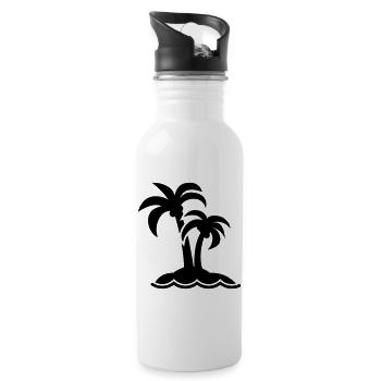 palme insel symbol - Trinkflasche mit integriertem Trinkhalm - Weiß - Rechts