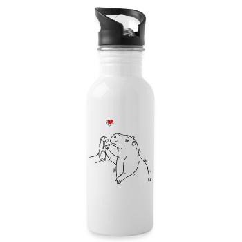 Capybara Wasserschwein Nagetier - Trinkflasche mit integriertem Trinkhalm - Weiß - Rechts