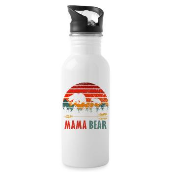 mama bear - Water bottle with straw - white - Right