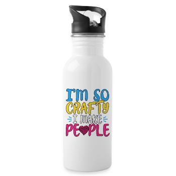 I'm So Crafty I Make People Pregnancy Announcement - Water bottle with straw - white - Right