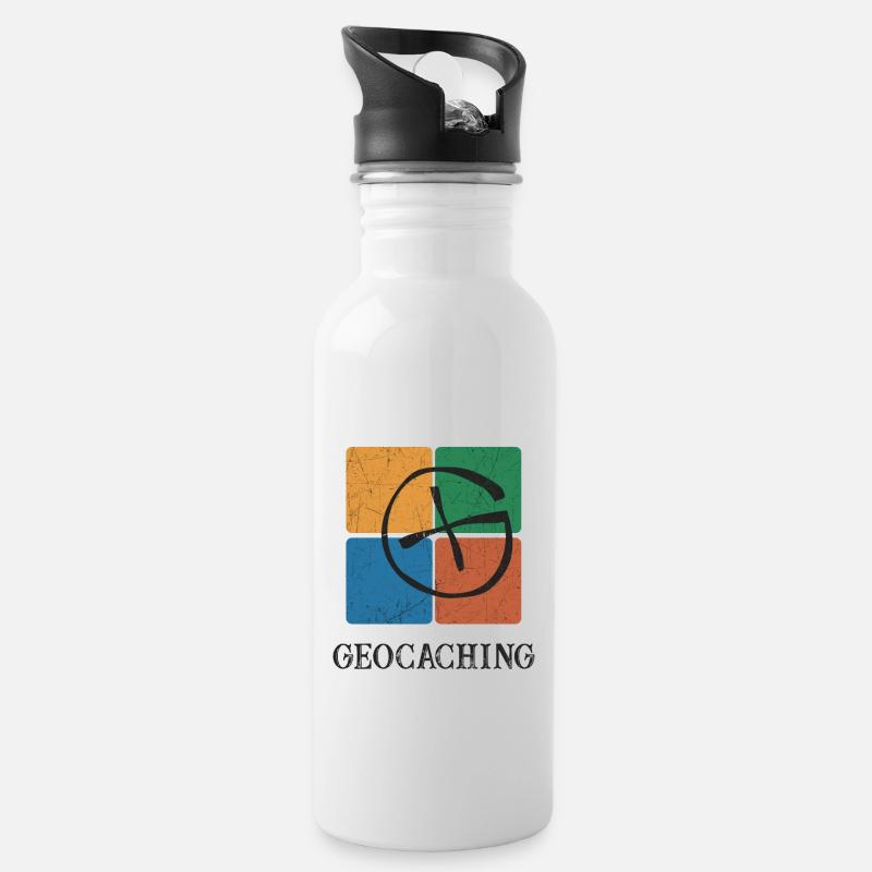 Géocaching Geocacher - Gourde avec paille intégrée - blanc