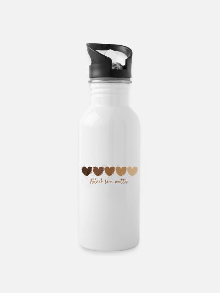 Black Lives Matter Melanin Kings Queens - Trinkflasche mit integriertem Trinkhalm - Weiß