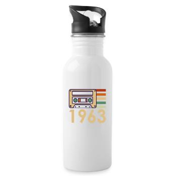 59. Geburtstag Geschenk März 1963 - Trinkflasche mit integriertem Trinkhalm - Weiß - Rechts