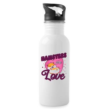Hamster Heart Hamsters Are Love - Water bottle with straw - white - Right