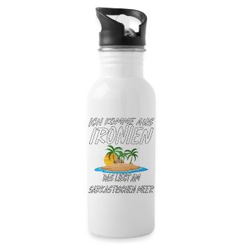Ironien - das liegt am sarkastischen Meer - Trinkflasche mit integriertem Trinkhalm - Weiß - Rechts