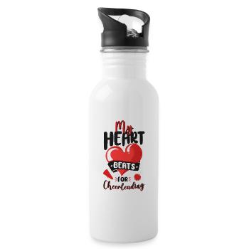Cheer Cheerleading Heart My Heart - Trinkflasche mit integriertem Trinkhalm - Weiß - Rechts