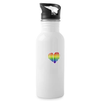 Love Rainbow Heart MOIS DE LA FIERTÉ LGBT Gay Bi Trans - Gourde avec paille intégrée - blanc - Droite