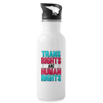 Trans Rights Are Human Rights LGBT Pride Month - Water bottle with straw - white - Right