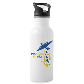 Make Music not War, Ukraine Russia Atomic Bomb - Water bottle with straw - white - Right
