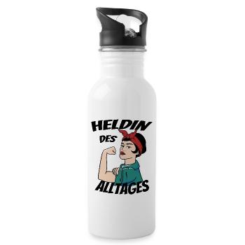 Heldin des Alltags Frauentag - Trinkflasche mit integriertem Trinkhalm - Weiß - Rechts