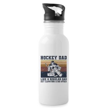 Hockey Quote for an Ice Hockey Dad - Trinkflasche mit integriertem Trinkhalm - Weiß - Rechts