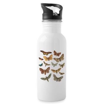 Cottagecore clothing dark academia moth fashion - Trinkflasche mit integriertem Trinkhalm - Weiß - Rechts