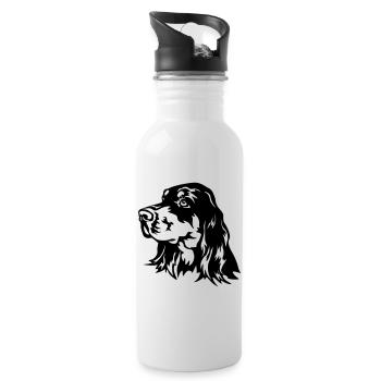 Gordon Setter Head - Water bottle with straw - white - Right