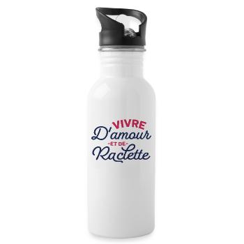 Vivre D'amour Et De Raclette Cadeau Humour Savoie - Gourde avec paille intégrée - blanc - Droite