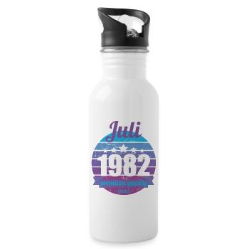 Geboren Juli 1982 40 Jahre 40er 40.Geburtstag - Trinkflasche mit integriertem Trinkhalm - Weiß - Rechts