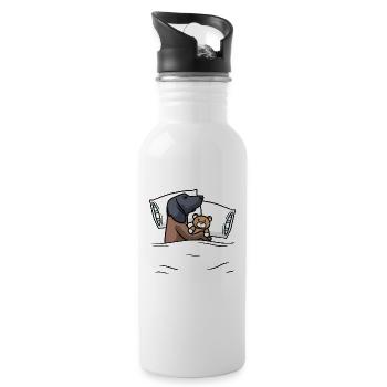Bayerischer Gebirgsschweißhund - Trinkflasche mit integriertem Trinkhalm - Weiß - Rechts