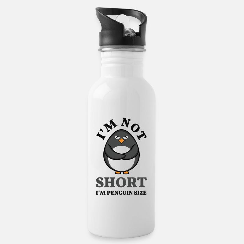 Funny Not Short Penguin Snow Cool Penguin - Trinkflasche mit integriertem Trinkhalm - Weiß