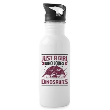 Just A Girl Who Loves Dinosaurs - Dinosaur Girl - Water bottle with straw - white - Right