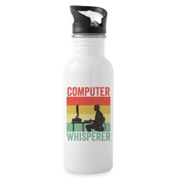 Computer Whisperer IT Support Programmierer - Trinkflasche mit integriertem Trinkhalm - Weiß - Rechts