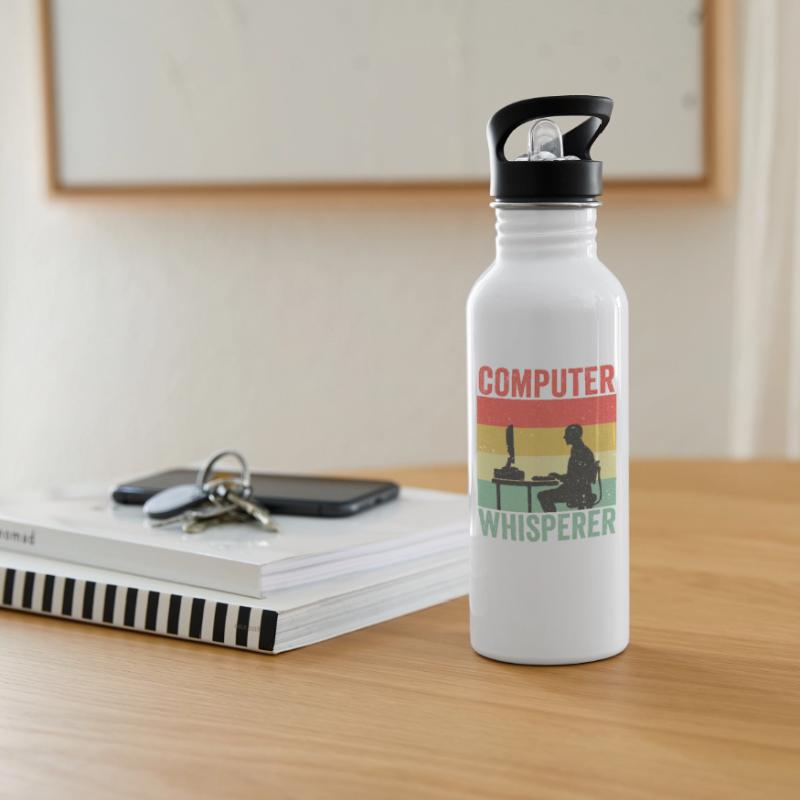 Programmeur de support informatique Computer Whisperer Gourde avec paille intégrée