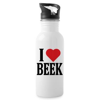 t-shirt I love Beek Nederland gift idea - Water bottle with straw - white - Right