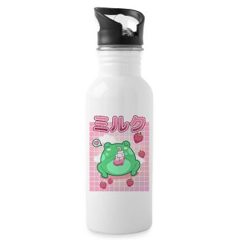Funny Frog strawberry milk Cool Amphibian Lover - Water bottle with straw - white - Right