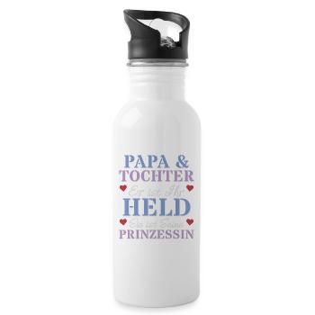 Vater Tochter Held Prinzessin Herz Werdender Papa - Trinkflasche mit integriertem Trinkhalm - Weiß - Rechts