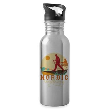 Nordic Walking Nordic Walker Walking Poles - Water bottle with straw - silver - Right