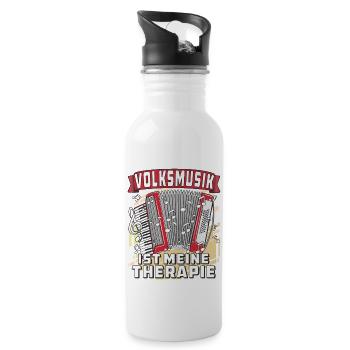 VOLKSMUSIK IST MEINE THERAPIE - Trinkflasche mit integriertem Trinkhalm - Weiß - Rechts
