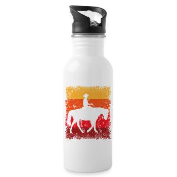 Cowboy Westernreiter Westernreiten Reitspor - Trinkflasche mit integriertem Trinkhalm - Weiß - Rechts