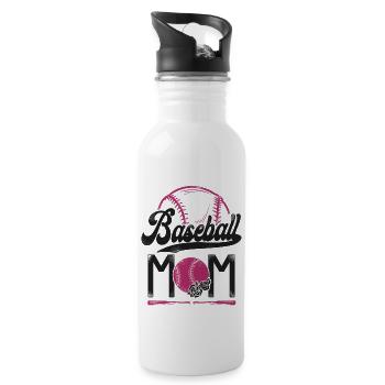 Baseball Fan Mom Mother Vintage - Trinkflasche mit integriertem Trinkhalm - Weiß - Rechts