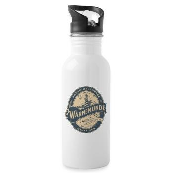 Warnemünde Leuchtturm Ostsee Koordinaten Tshirt - Trinkflasche mit integriertem Trinkhalm - Weiß - Rechts