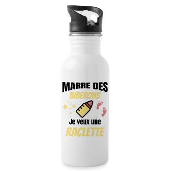 marre des biberons, je veux une raclette. Bébé - Gourde avec paille intégrée - blanc - Droite